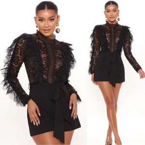 Fashion Nova In My Shadow Romper - Black